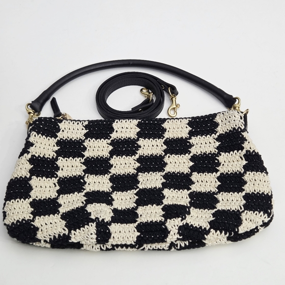 EXCELLENT CLARE V PETIT MOYEN MESSENGER BAG - CHECKER CROCHET - Picture 7 of 7